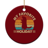 Groundhog Day Ceramic Ornament My Favorite Holiday Retro Woodchuck - Wonder Print Shop