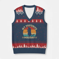 Groundhog Day V-Neck Knit Sweater Vest My Favorite Holiday Retro Woodchuck - Wonder Print Shop