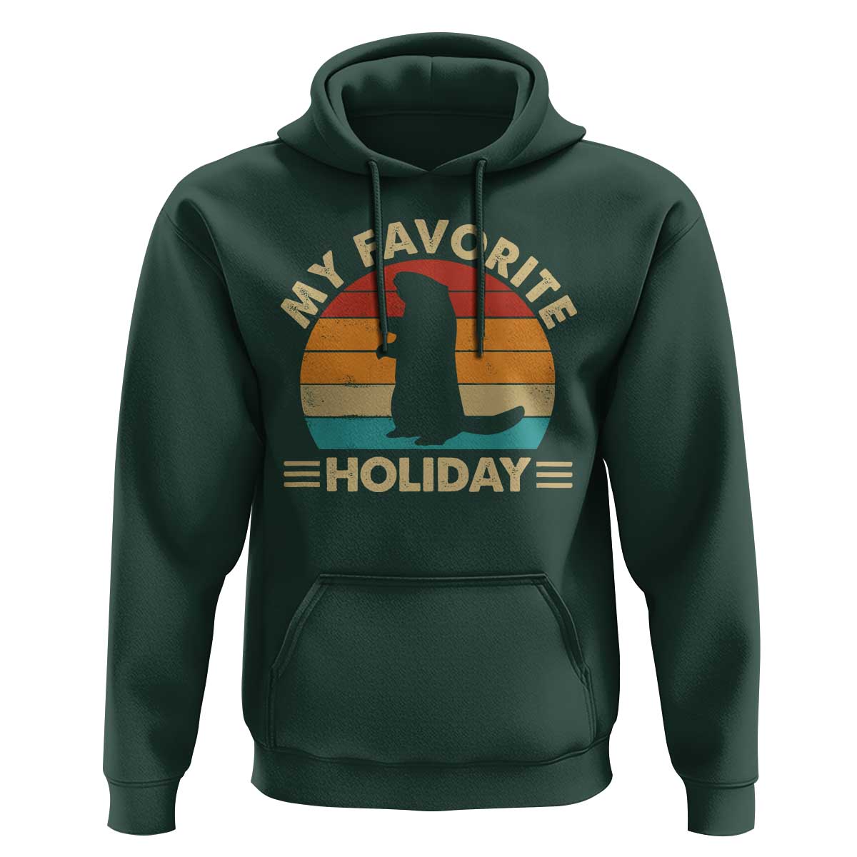 Groundhog Day Hoodie My Favorite Holiday Retro Woodchuck - Wonder Print Shop