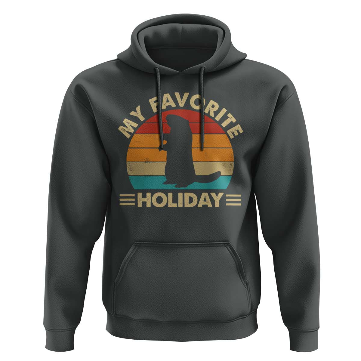 Groundhog Day Hoodie My Favorite Holiday Retro Woodchuck - Wonder Print Shop