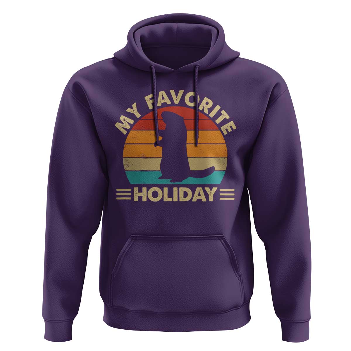 Groundhog Day Hoodie My Favorite Holiday Retro Woodchuck - Wonder Print Shop