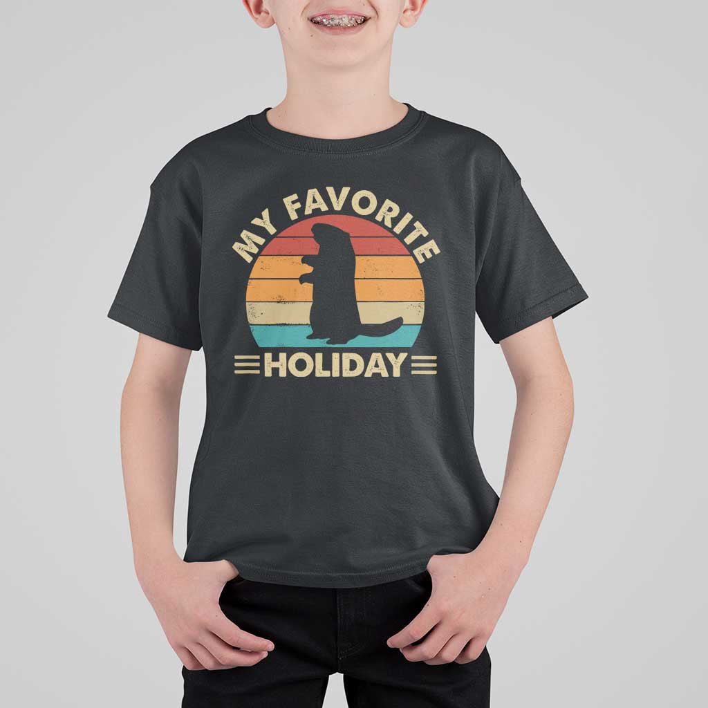 Groundhog Day T Shirt For Kid My Favorite Holiday Retro Woodchuck - Wonder Print Shop