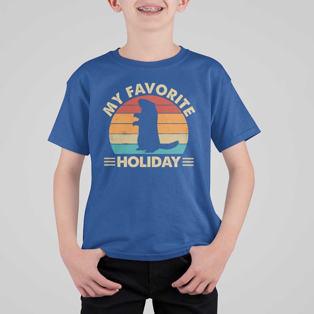 Groundhog Day T Shirt For Kid My Favorite Holiday Retro Woodchuck - Wonder Print Shop