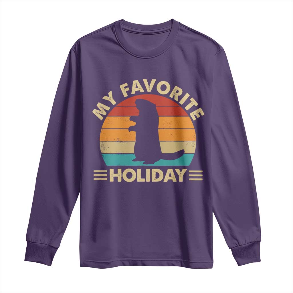 Groundhog Day Long Sleeve Shirt My Favorite Holiday Retro Woodchuck - Wonder Print Shop