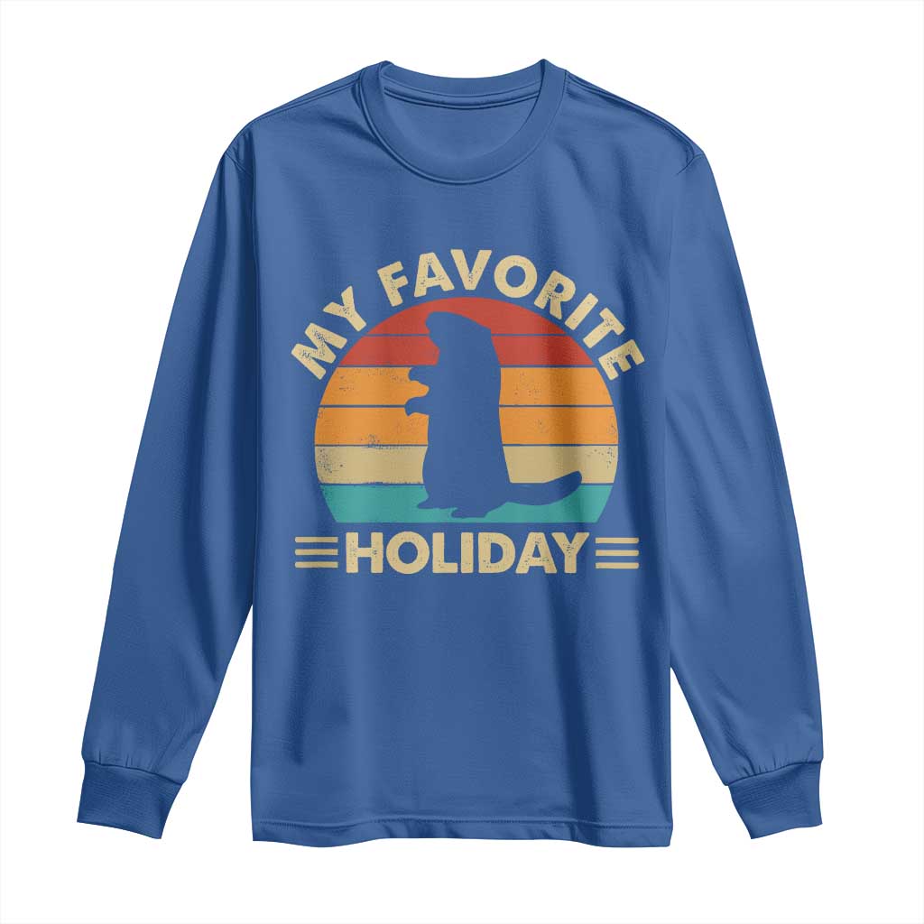 Groundhog Day Long Sleeve Shirt My Favorite Holiday Retro Woodchuck - Wonder Print Shop