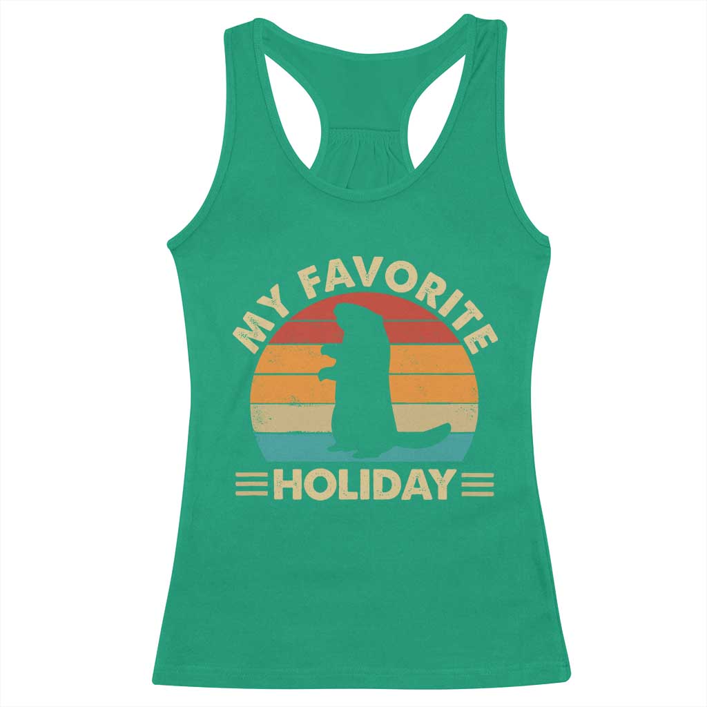Groundhog Day Racerback Tank Top My Favorite Holiday Retro Woodchuck - Wonder Print Shop