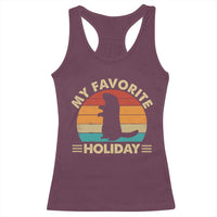 Groundhog Day Racerback Tank Top My Favorite Holiday Retro Woodchuck - Wonder Print Shop