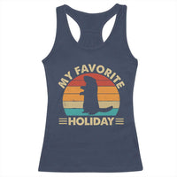 Groundhog Day Racerback Tank Top My Favorite Holiday Retro Woodchuck - Wonder Print Shop