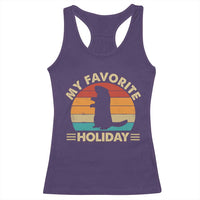 Groundhog Day Racerback Tank Top My Favorite Holiday Retro Woodchuck - Wonder Print Shop
