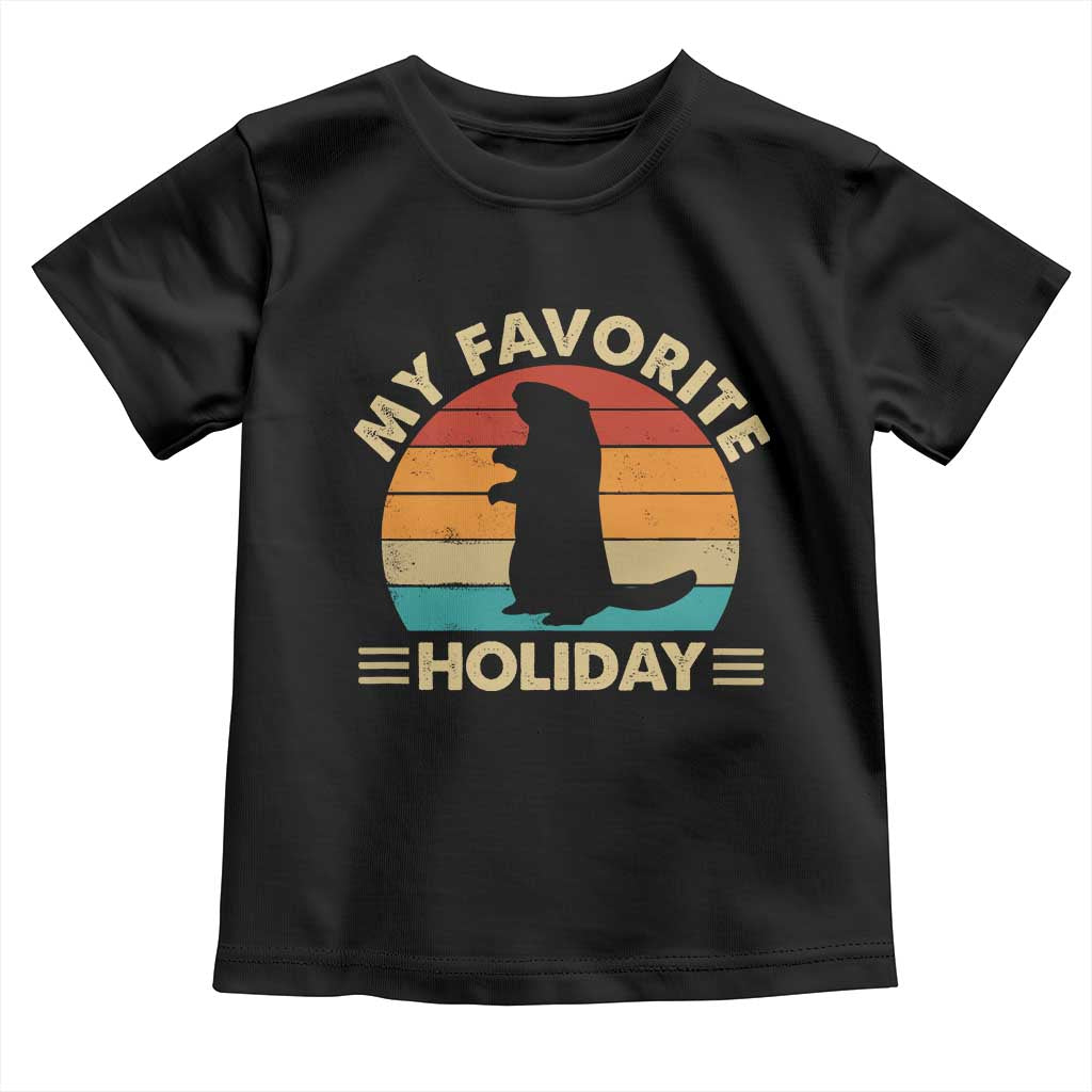 Groundhog Day Toddler T Shirt My Favorite Holiday Retro Woodchuck - Wonder Print Shop