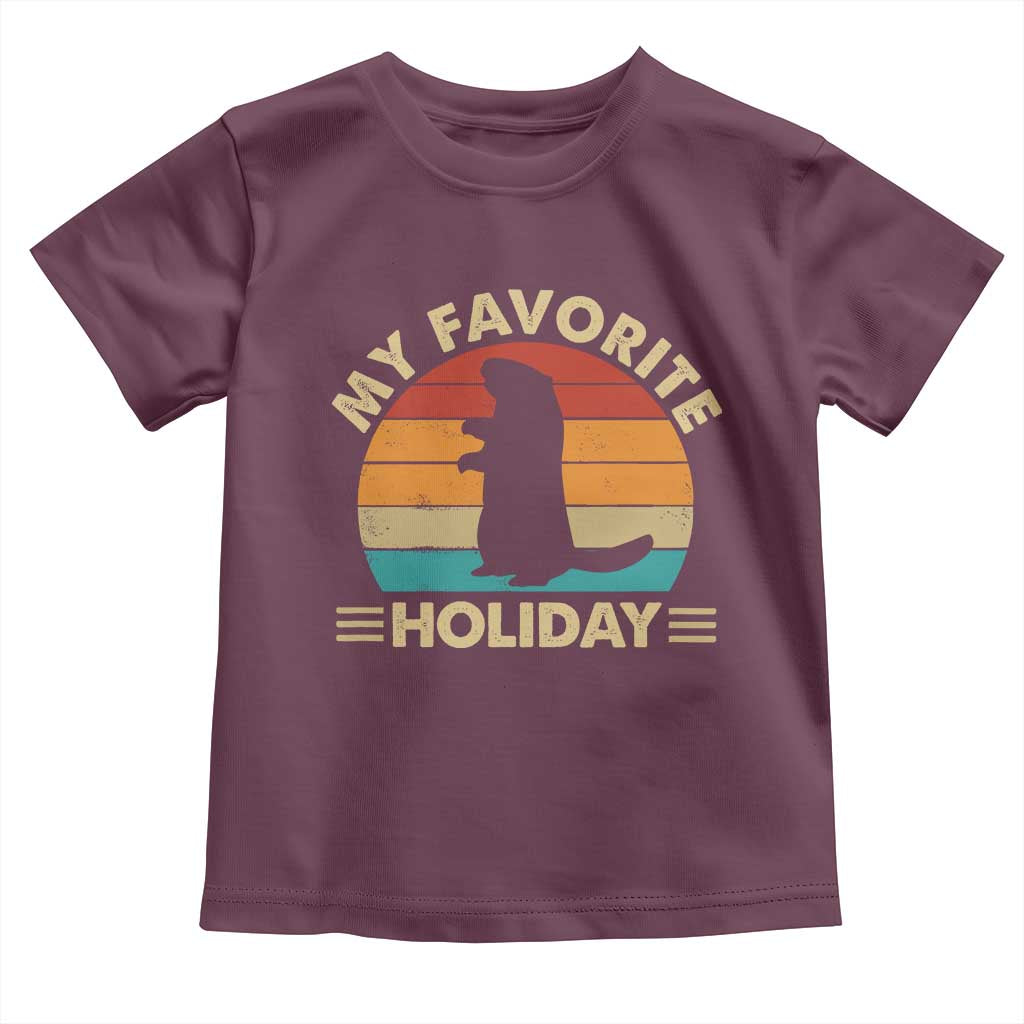 Groundhog Day Toddler T Shirt My Favorite Holiday Retro Woodchuck - Wonder Print Shop