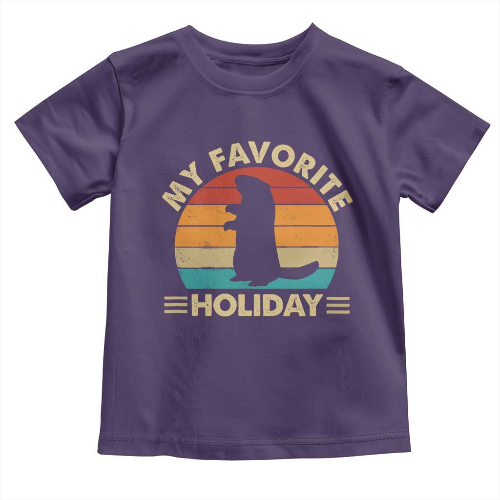 Groundhog Day Toddler T Shirt My Favorite Holiday Retro Woodchuck - Wonder Print Shop