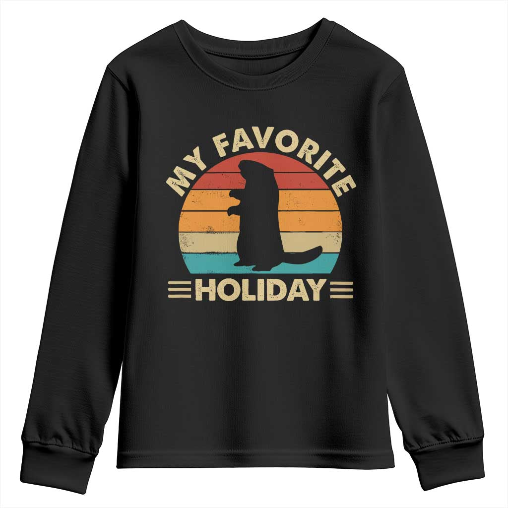 Groundhog Day Youth Sweatshirt My Favorite Holiday Retro Woodchuck - Wonder Print Shop