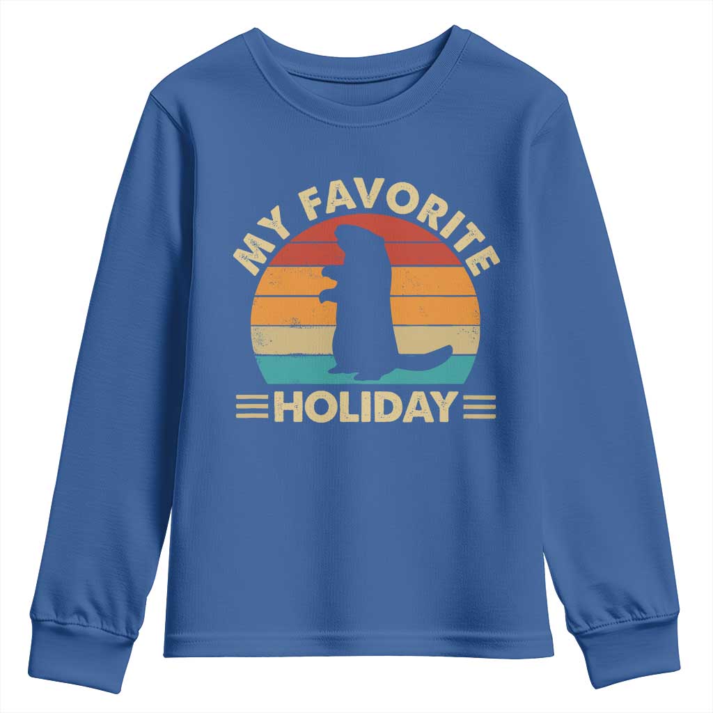 Groundhog Day Youth Sweatshirt My Favorite Holiday Retro Woodchuck - Wonder Print Shop