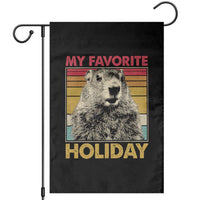 Groundhog Day Garden Flag Retro My Favorite Holiday Retro Woodchuck