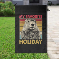 Groundhog Day Garden Flag Retro My Favorite Holiday Retro Woodchuck