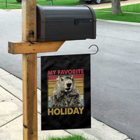 Groundhog Day Garden Flag Retro My Favorite Holiday Retro Woodchuck