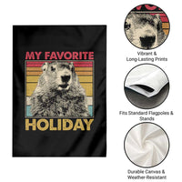 Groundhog Day Garden Flag Retro My Favorite Holiday Retro Woodchuck