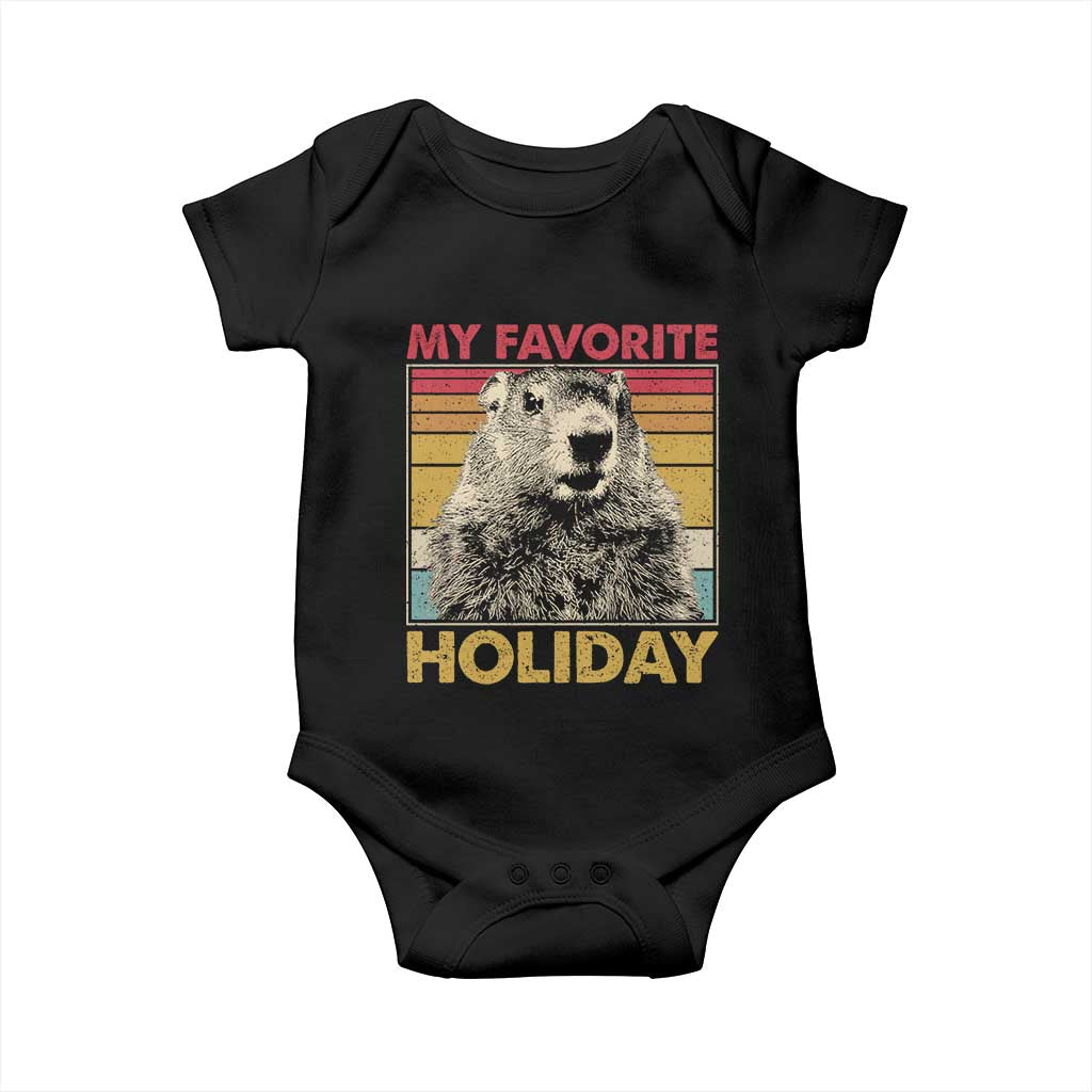 Groundhog Day Baby Onesie Retro My Favorite Holiday Retro Woodchuck