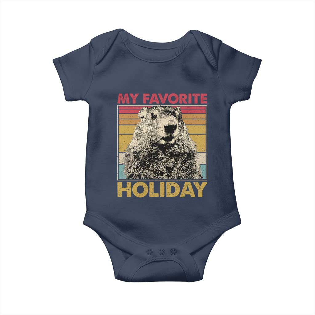 Groundhog Day Baby Onesie Retro My Favorite Holiday Retro Woodchuck