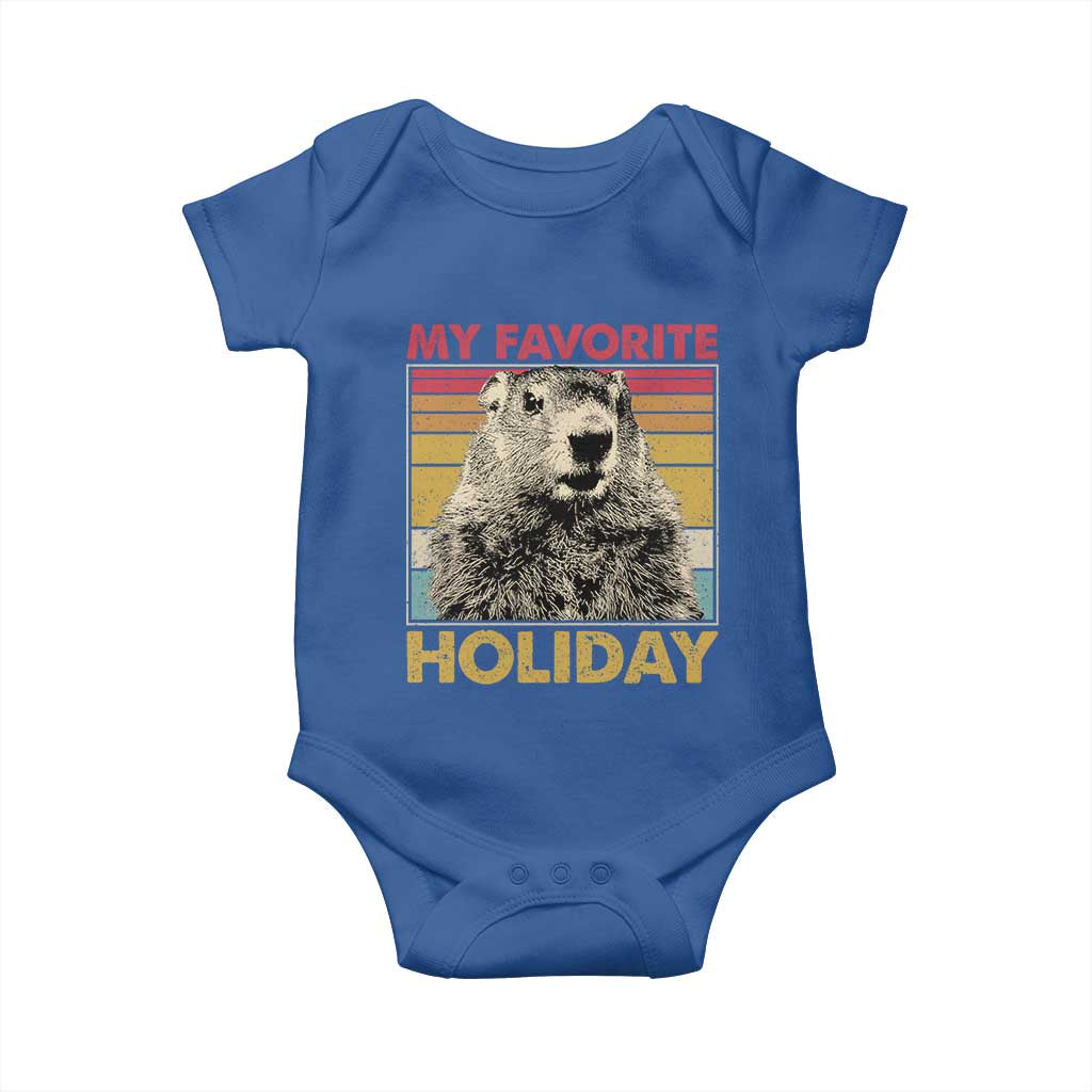 Groundhog Day Baby Onesie Retro My Favorite Holiday Retro Woodchuck