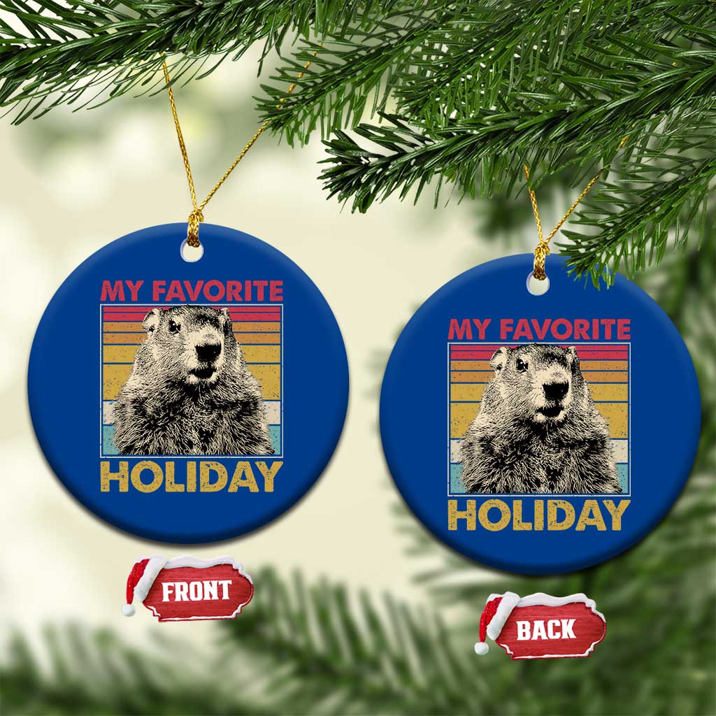 Groundhog Day Ceramic Ornament Retro My Favorite Holiday Retro Woodchuck