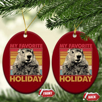 Groundhog Day Ceramic Ornament Retro My Favorite Holiday Retro Woodchuck