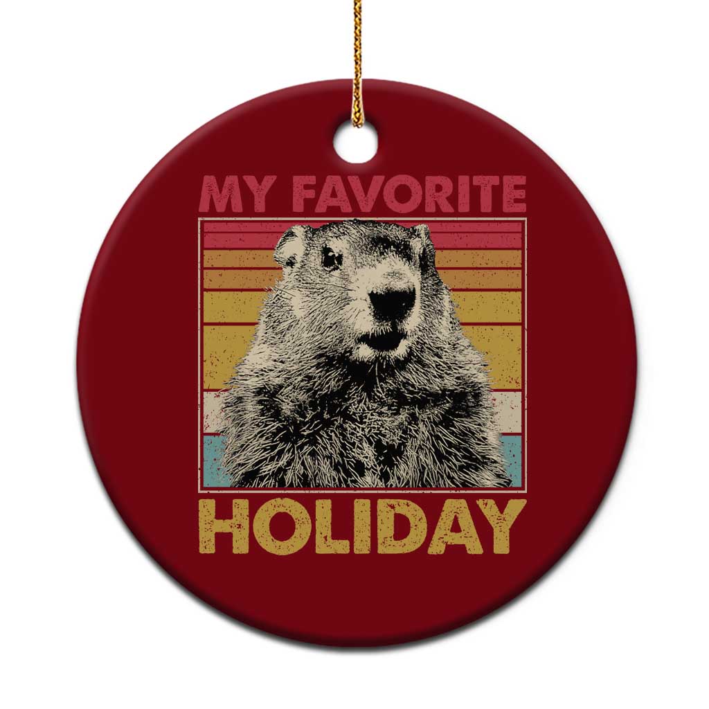 Groundhog Day Ceramic Ornament Retro My Favorite Holiday Retro Woodchuck