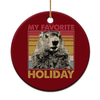 Groundhog Day Ceramic Ornament Retro My Favorite Holiday Retro Woodchuck