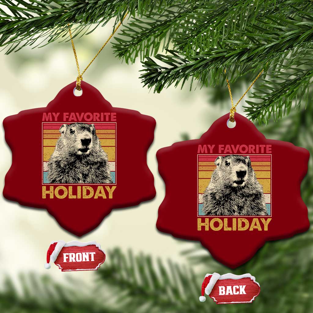 Groundhog Day Ceramic Ornament Retro My Favorite Holiday Retro Woodchuck