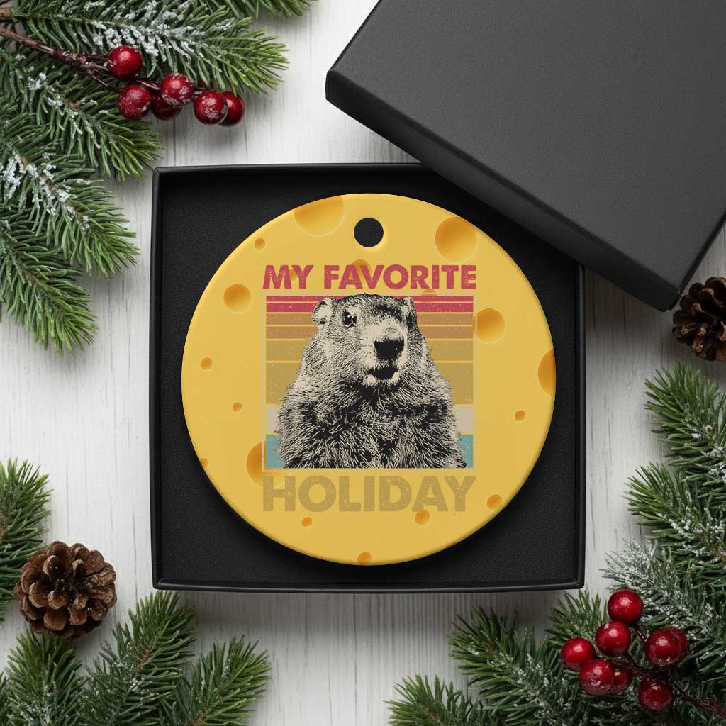 Groundhog Day Ceramic Ornament Retro My Favorite Holiday Retro Woodchuck