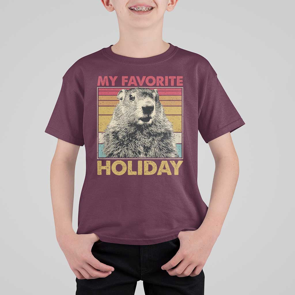 Groundhog Day T Shirt For Kid Retro My Favorite Holiday Retro Woodchuck
