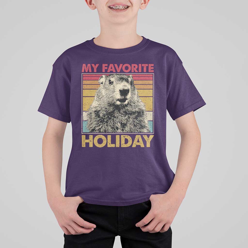 Groundhog Day T Shirt For Kid Retro My Favorite Holiday Retro Woodchuck
