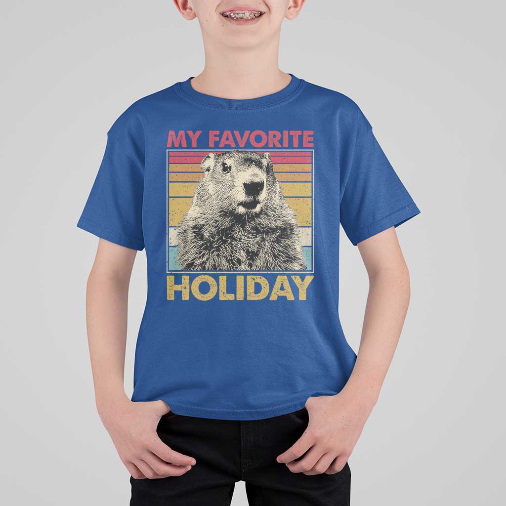 Groundhog Day T Shirt For Kid Retro My Favorite Holiday Retro Woodchuck