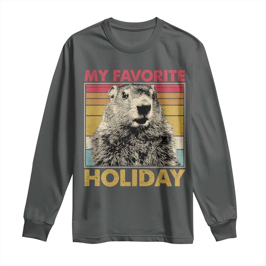Groundhog Day Long Sleeve Shirt Retro My Favorite Holiday Retro Woodchuck