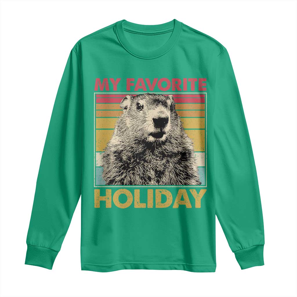 Groundhog Day Long Sleeve Shirt Retro My Favorite Holiday Retro Woodchuck