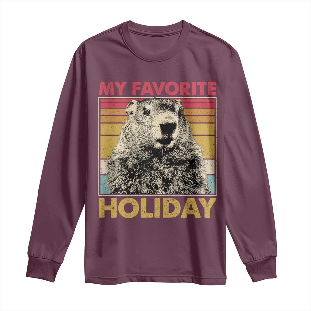 Groundhog Day Long Sleeve Shirt Retro My Favorite Holiday Retro Woodchuck