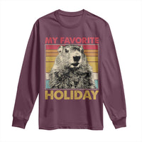 Groundhog Day Long Sleeve Shirt Retro My Favorite Holiday Retro Woodchuck
