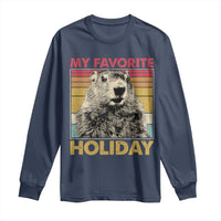 Groundhog Day Long Sleeve Shirt Retro My Favorite Holiday Retro Woodchuck