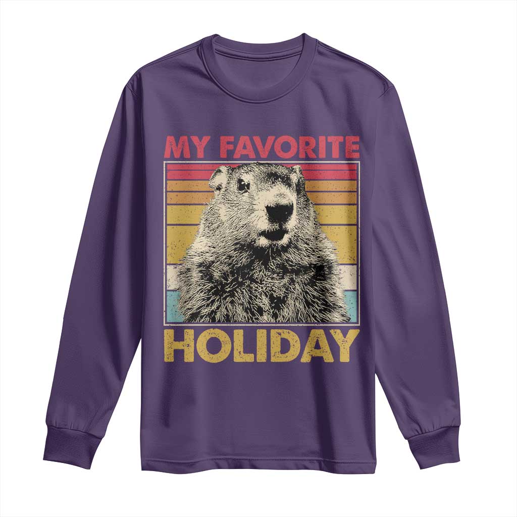 Groundhog Day Long Sleeve Shirt Retro My Favorite Holiday Retro Woodchuck