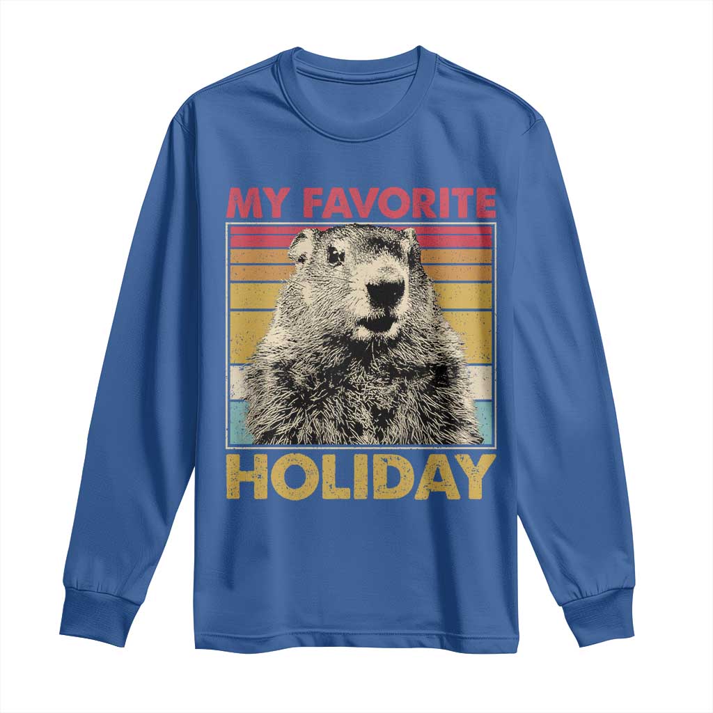 Groundhog Day Long Sleeve Shirt Retro My Favorite Holiday Retro Woodchuck