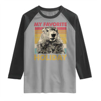 Groundhog Day Raglan Shirt Retro My Favorite Holiday Retro Woodchuck