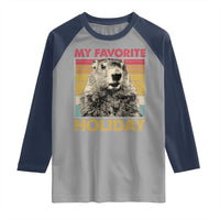 Groundhog Day Raglan Shirt Retro My Favorite Holiday Retro Woodchuck