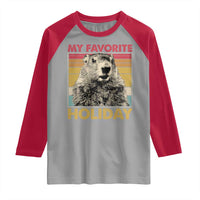 Groundhog Day Raglan Shirt Retro My Favorite Holiday Retro Woodchuck