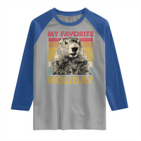Groundhog Day Raglan Shirt Retro My Favorite Holiday Retro Woodchuck