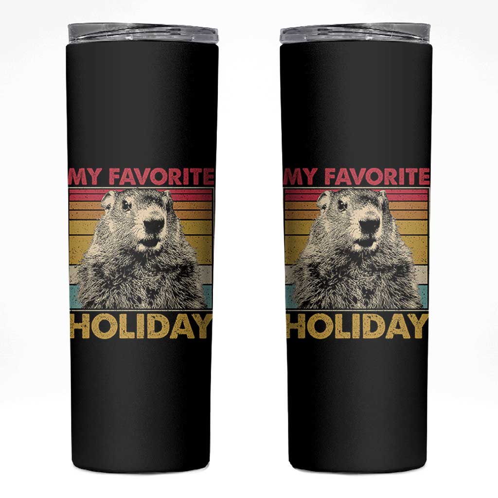 Groundhog Day Skinny Tumbler Retro My Favorite Holiday Retro Woodchuck