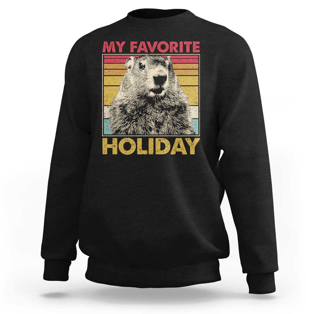 Groundhog Day Sweatshirt Retro My Favorite Holiday Retro Woodchuck