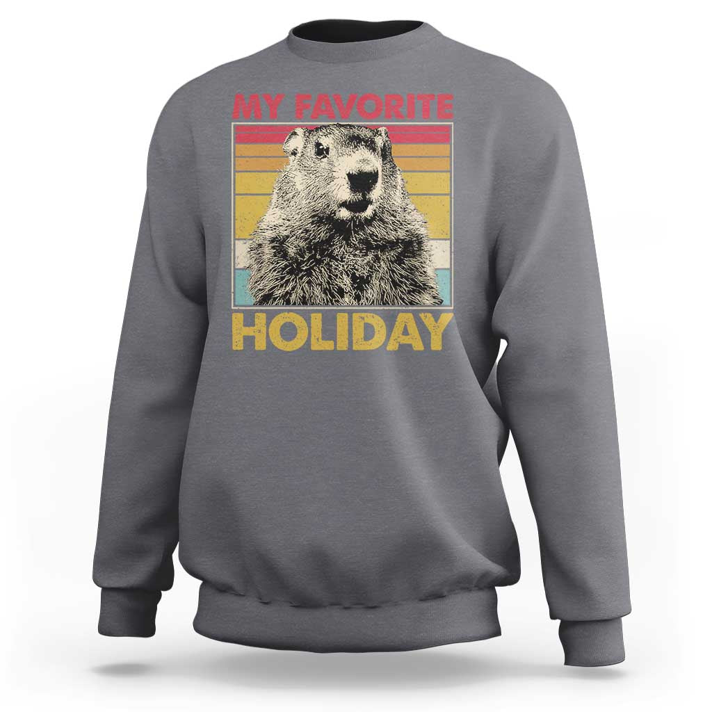 Groundhog Day Sweatshirt Retro My Favorite Holiday Retro Woodchuck