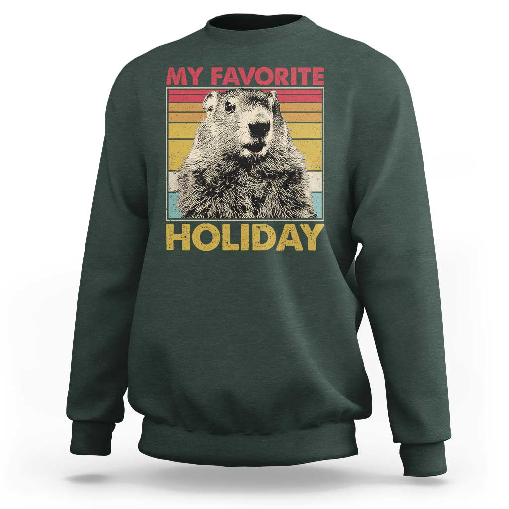 Groundhog Day Sweatshirt Retro My Favorite Holiday Retro Woodchuck