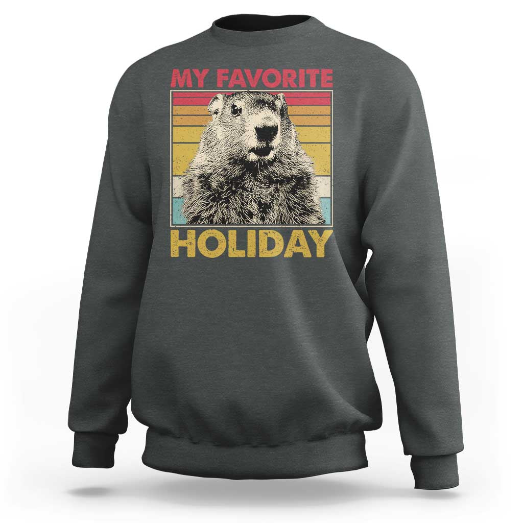 Groundhog Day Sweatshirt Retro My Favorite Holiday Retro Woodchuck